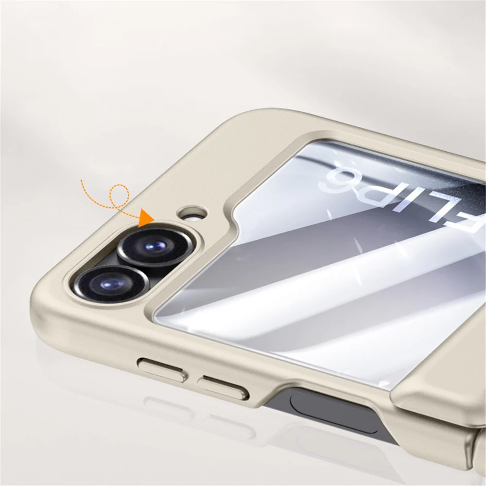 For Samsung Galaxy Z Flip7 FE 5G / Z Flip6 5G Case Hinge Protection PC  Phone Cover with Tempered Glass Rear Screen Film - Cyan - Image 7