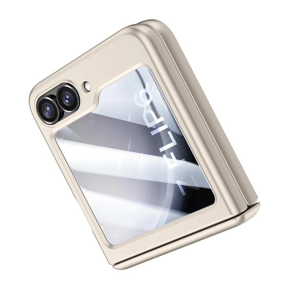 For Samsung Galaxy Z Flip7 FE 5G / Z Flip6 5G Case Hinge Protection PC Phone Cover with Tempered Glass Rear Screen Film - Titanium Grey - Image 2