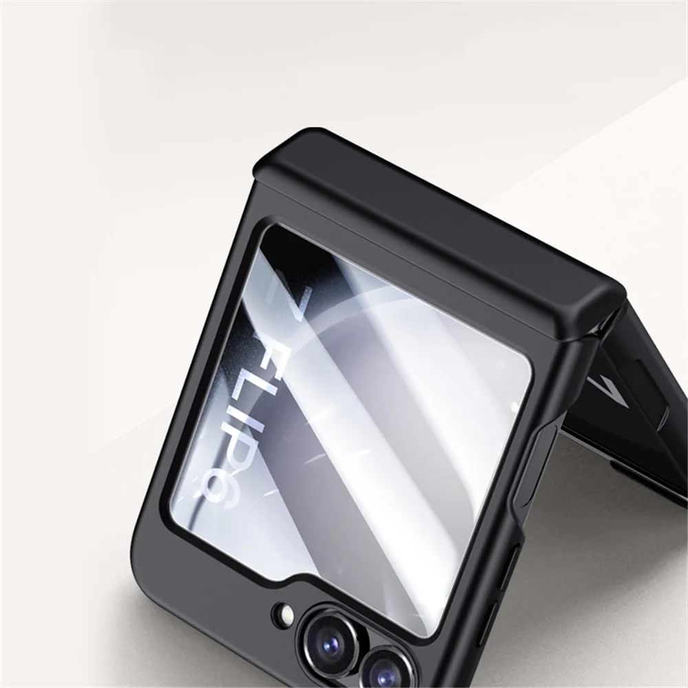 For Samsung Galaxy Z Flip7 FE 5G / Z Flip6 5G Case Hinge Protection PC Phone Cover with Tempered Glass Rear Screen Film - Titanium Grey - Image 6