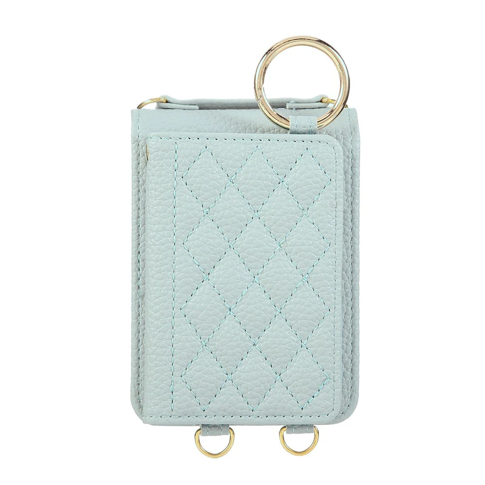 For Samsung Galaxy Z Flip7 FE 5G / Z Flip6 5G Case Kickstand Rhombus Leather + TPU Phone Cover with Shoulder Strap - Blue - Image 6