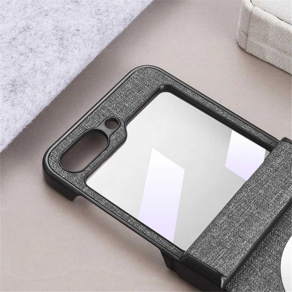 For Samsung Galaxy Z Flip7 FE 5G / Z Flip6 5G Case Leather+PC Phone Cover with Rear Screen Film and Hinge - Blue - Image 8