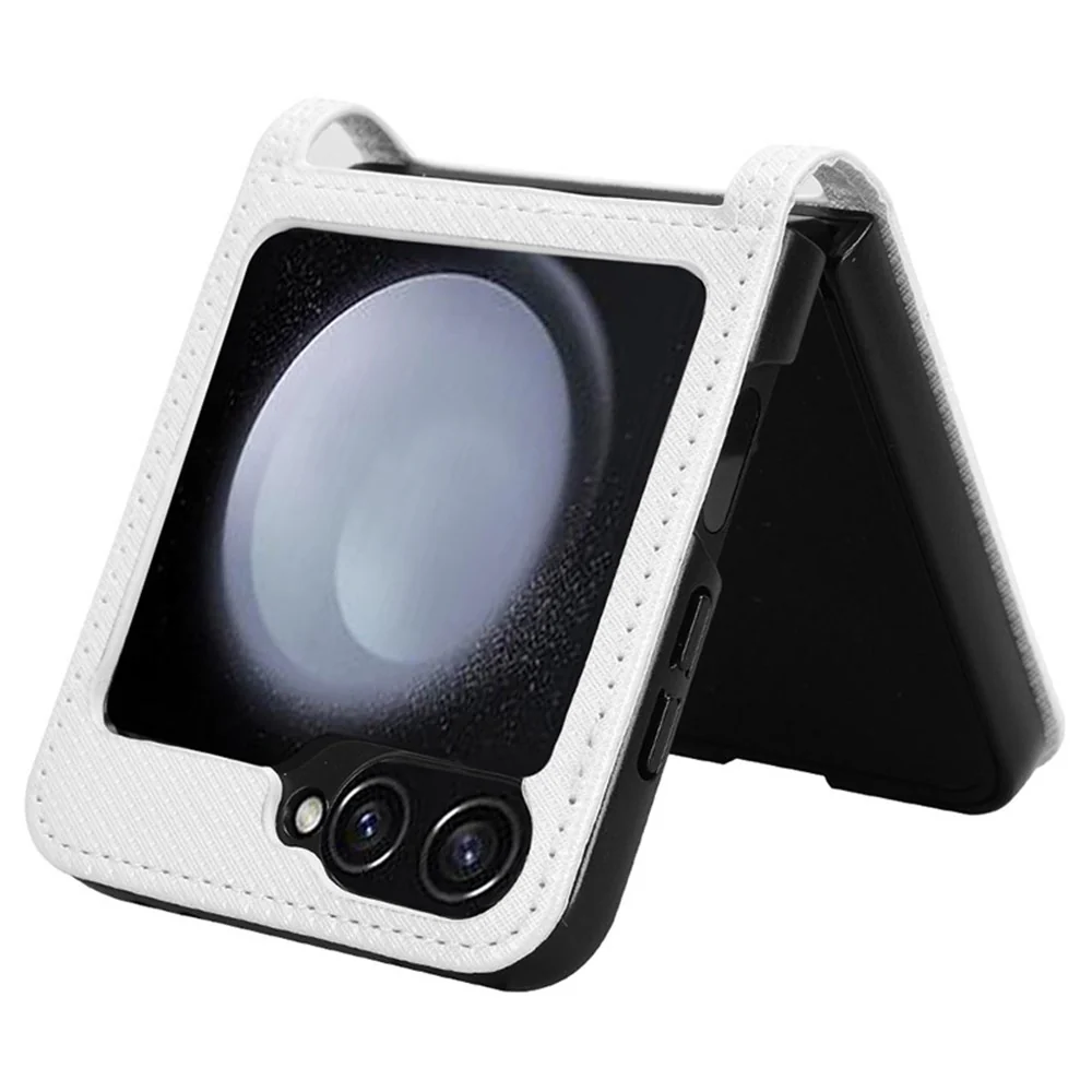 For Samsung Galaxy Z Flip7 FE 5G / Z Flip6 5G Case Leather Phone Cover with Card Slot - White - Image 2