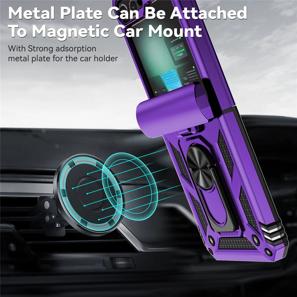 For Samsung Galaxy Z Flip7 FE 5G / Z Flip6 5G Case Lens Protection PC TPU Phone Cover Anti-Drop Ring Holder - Purple - Image 3