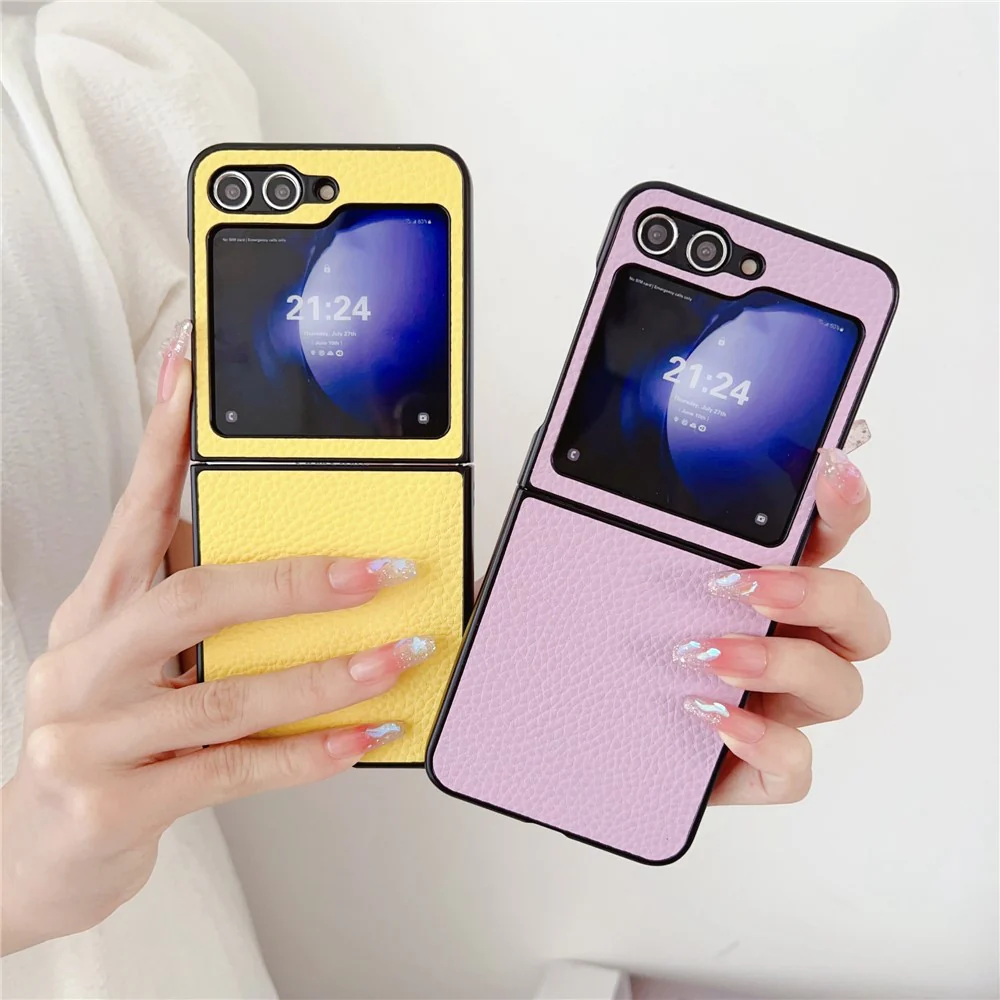 For Samsung Galaxy Z Flip7 FE 5G / Z Flip6 5G Case Litchi Texture Leather + PC Shockproof Phone Cover - Pink - Image 4