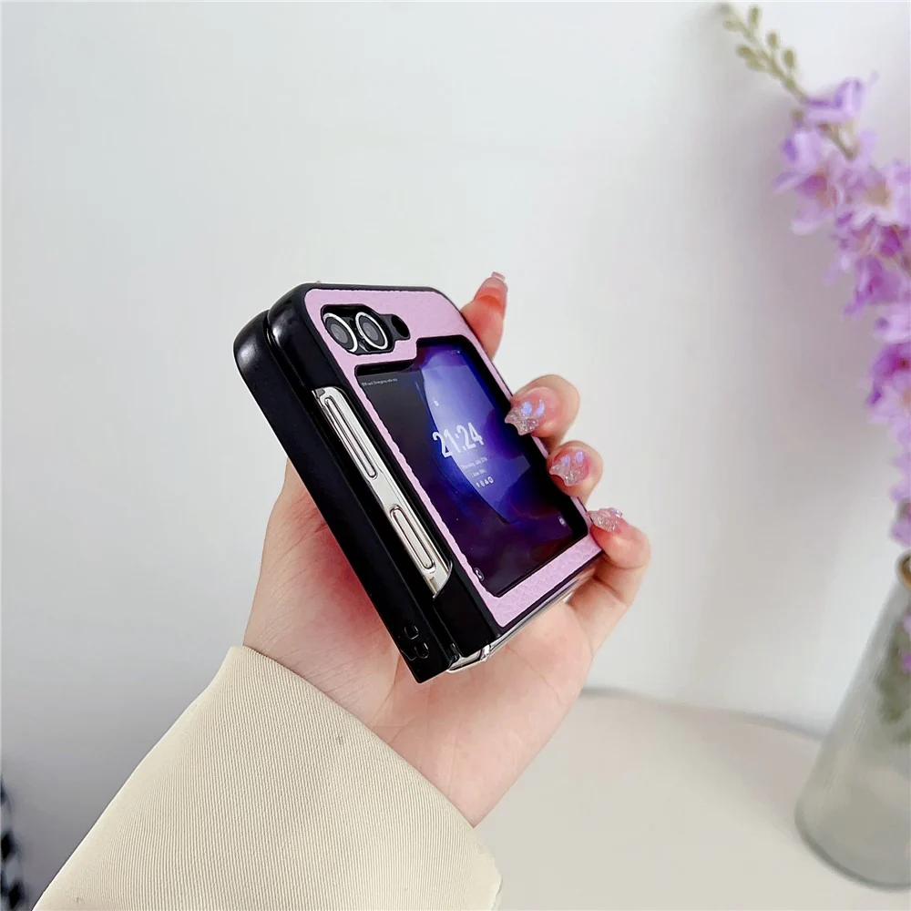 For Samsung Galaxy Z Flip7 FE 5G / Z Flip6 5G Case Litchi Texture Leather + PC Shockproof Phone Cover - Purple - Image 4