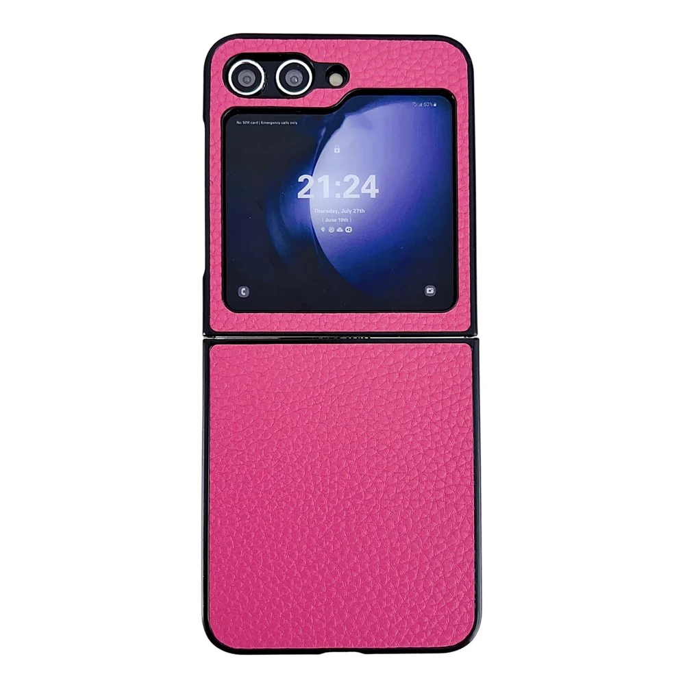 For Samsung Galaxy Z Flip7 FE 5G / Z Flip6 5G Case Litchi Texture Leather + PC Shockproof Phone Cover - Rose