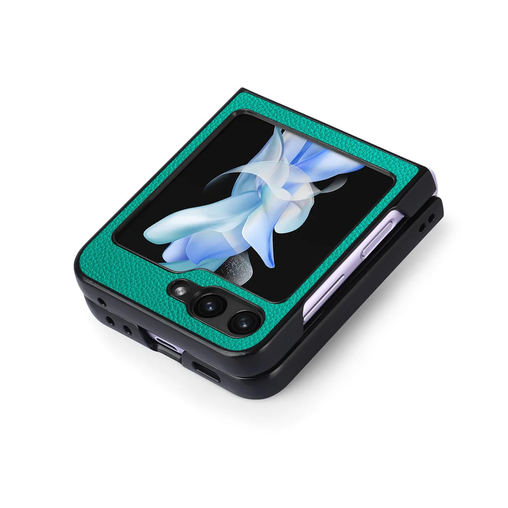 For Samsung Galaxy Z Flip7 FE 5G / Z Flip6 5G Case Litchi Texture PU Leather+PC Phone Cover - Green - Image 6