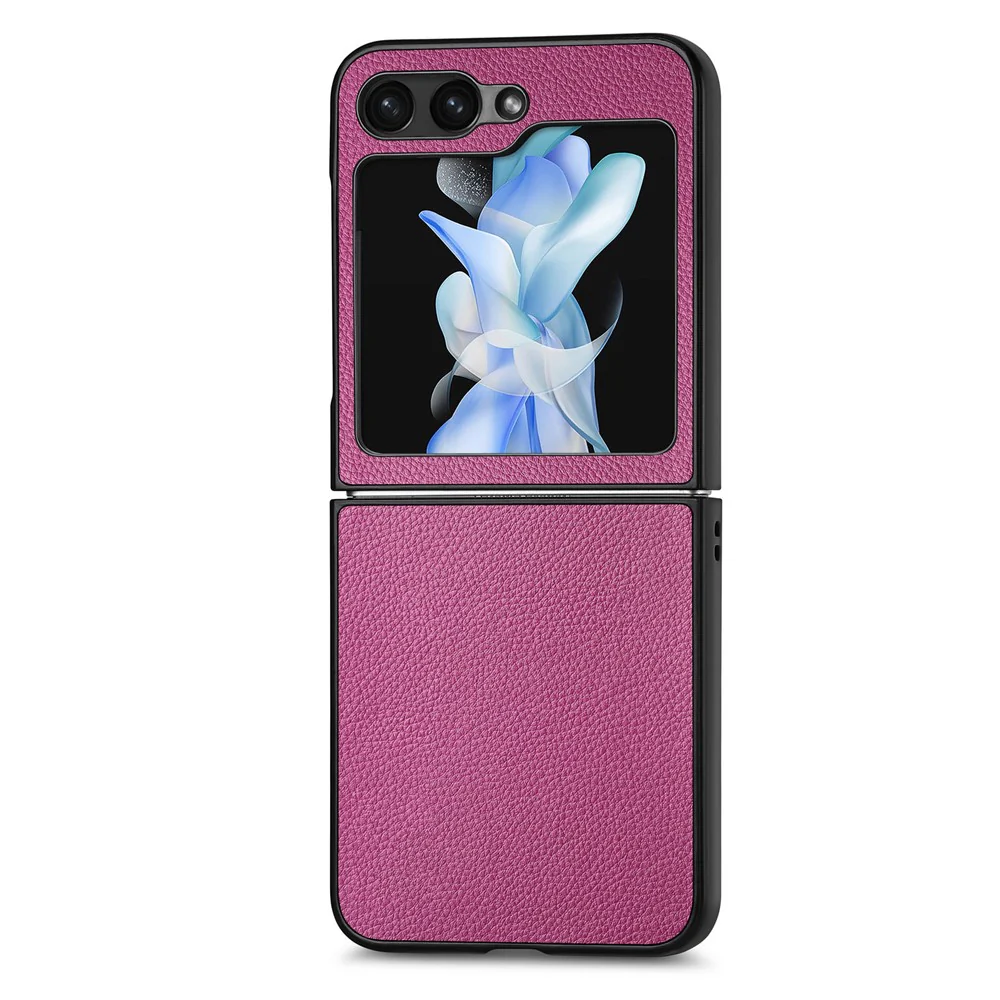For Samsung Galaxy Z Flip7 FE 5G / Z Flip6 5G Case Litchi Texture PU Leather+PC Phone Cover - Purple - Image 2