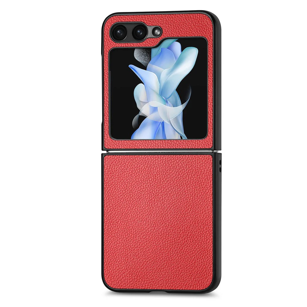 For Samsung Galaxy Z Flip7 FE 5G / Z Flip6 5G Case Litchi Texture PU Leather+PC Phone Cover - Red - Image 2