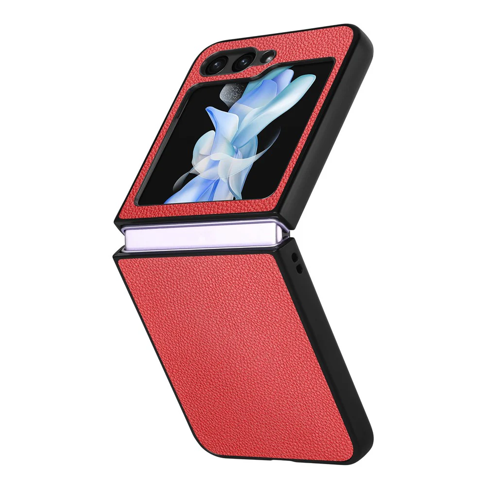 For Samsung Galaxy Z Flip7 FE 5G / Z Flip6 5G Case Litchi Texture PU Leather+PC Phone Cover - Red - Image 3
