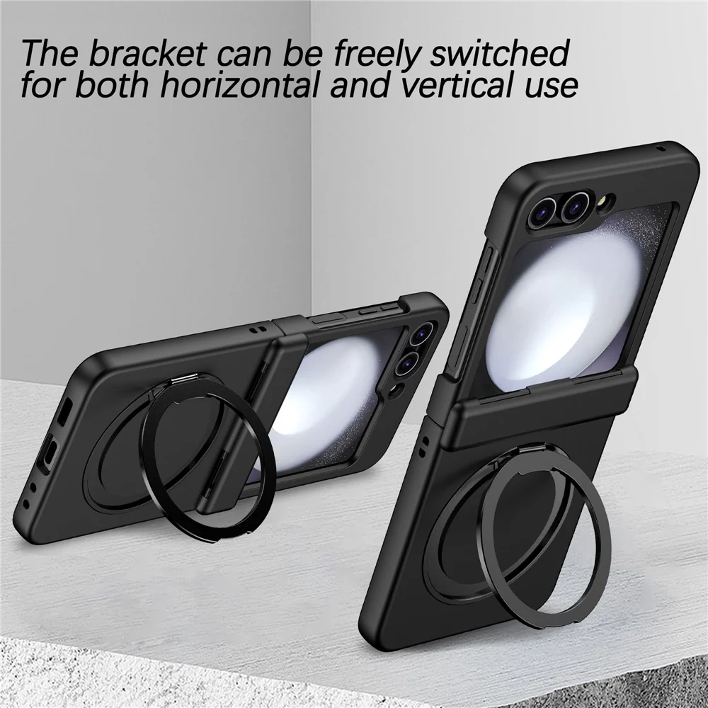 For Samsung Galaxy Z Flip7 FE 5G / Z Flip6 5G Case Magnetic Ring Holder PC+TPU Phone Cover - Black - Image 3