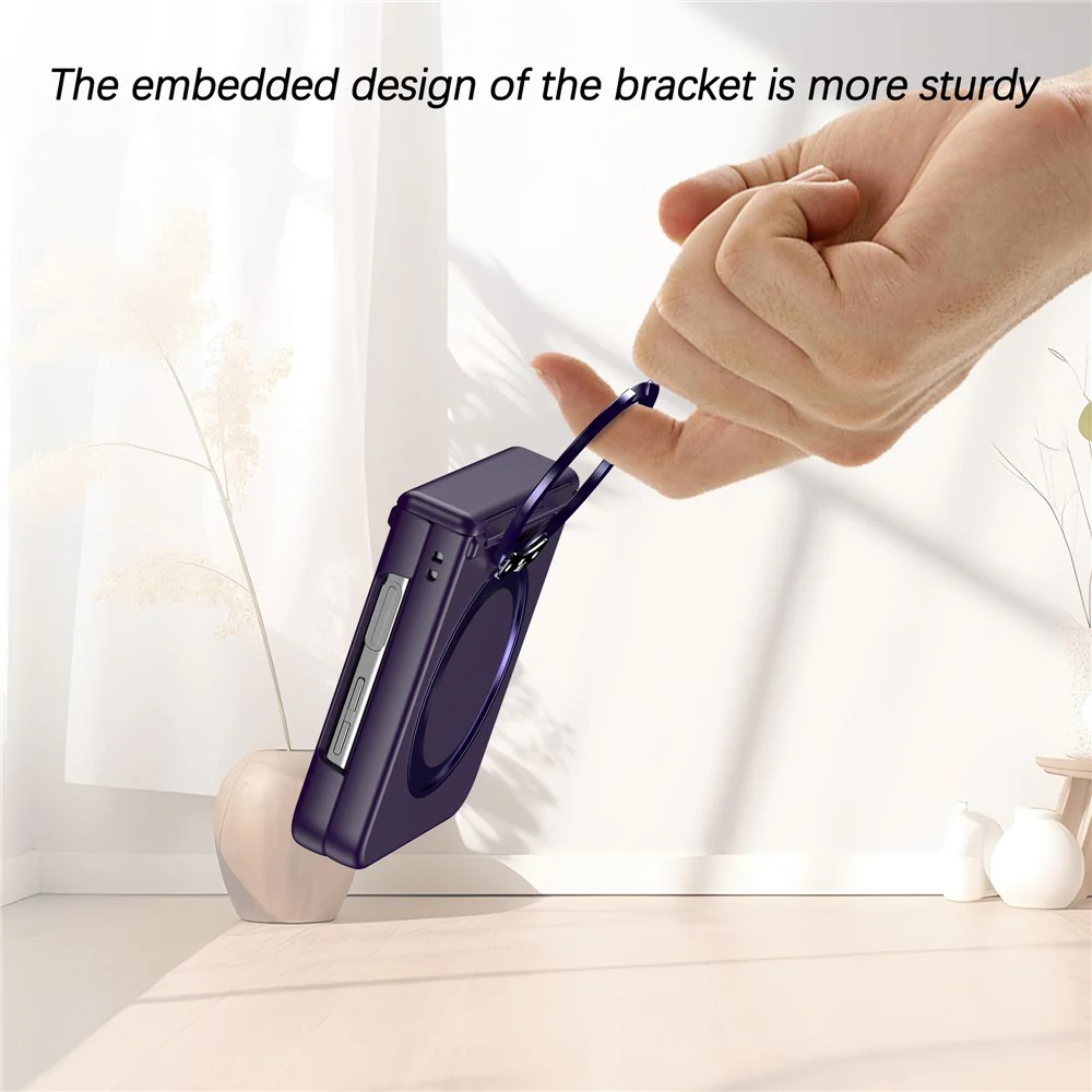For Samsung Galaxy Z Flip7 FE 5G / Z Flip6 5G Case Magnetic Ring Holder PC+TPU Phone Cover - Dark Purple - Image 5