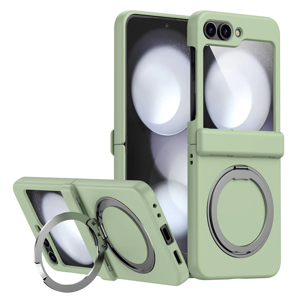 For Samsung Galaxy Z Flip7 FE 5G / Z Flip6 5G Case Magnetic Ring Holder PC+TPU Phone Cover - Light Green