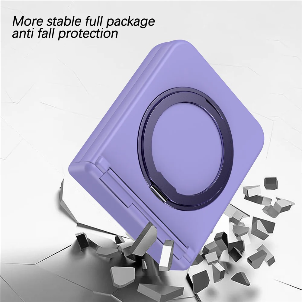 For Samsung Galaxy Z Flip7 FE 5G / Z Flip6 5G Case Magnetic Ring Holder PC+TPU Phone Cover - Light Purple - Image 4