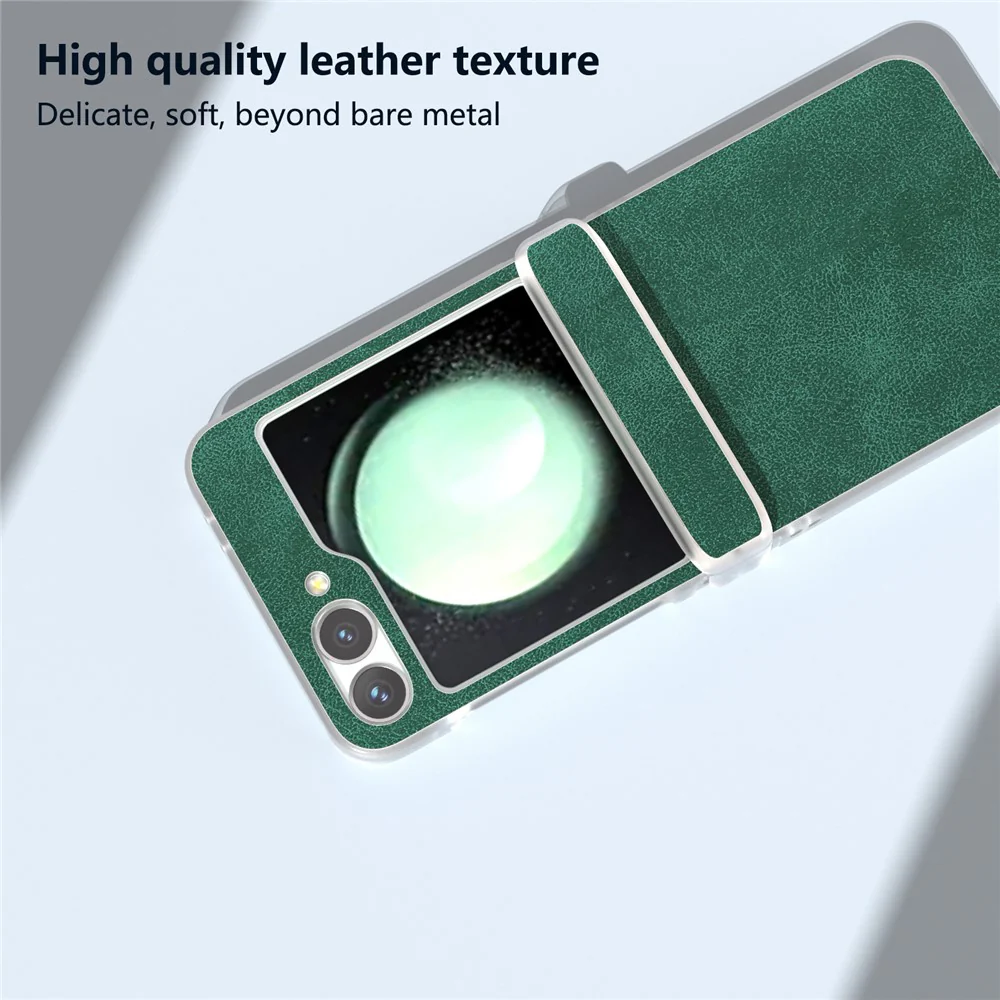 For Samsung Galaxy Z Flip7 FE 5G / Z Flip6 5G Case Matte Edge PU Leather Coated PC Hinge Protection Cover - Green - Image 5