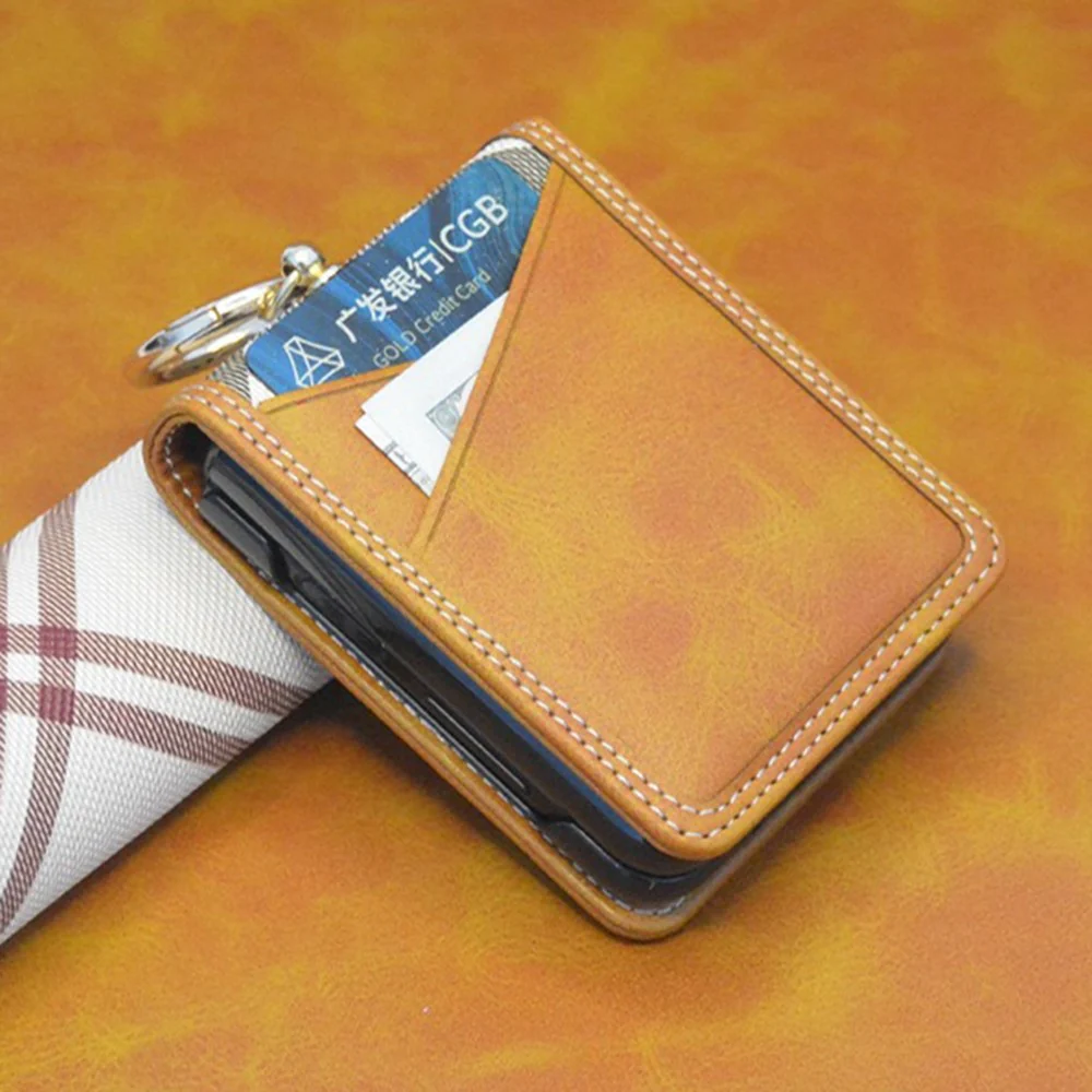 For Samsung Galaxy Z Flip7 FE 5G / Z Flip6 5G Case Metal Ring Card Holder Leather Coated PC Phone Cover - Brown - Image 2