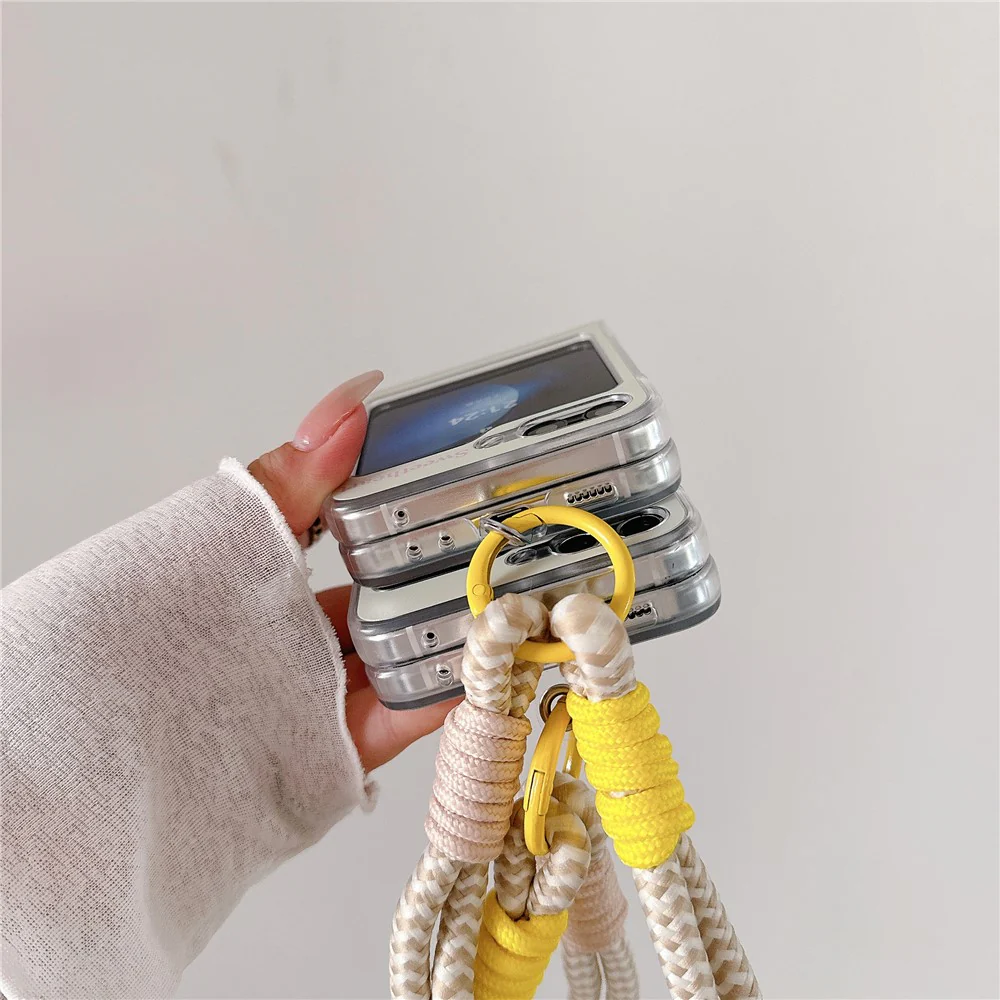 For Samsung Galaxy Z Flip7 FE 5G / Z Flip6 5G Case Mirror Surface Shockproof Hard PC Phone Cover with Strap - Elephant - Image 4