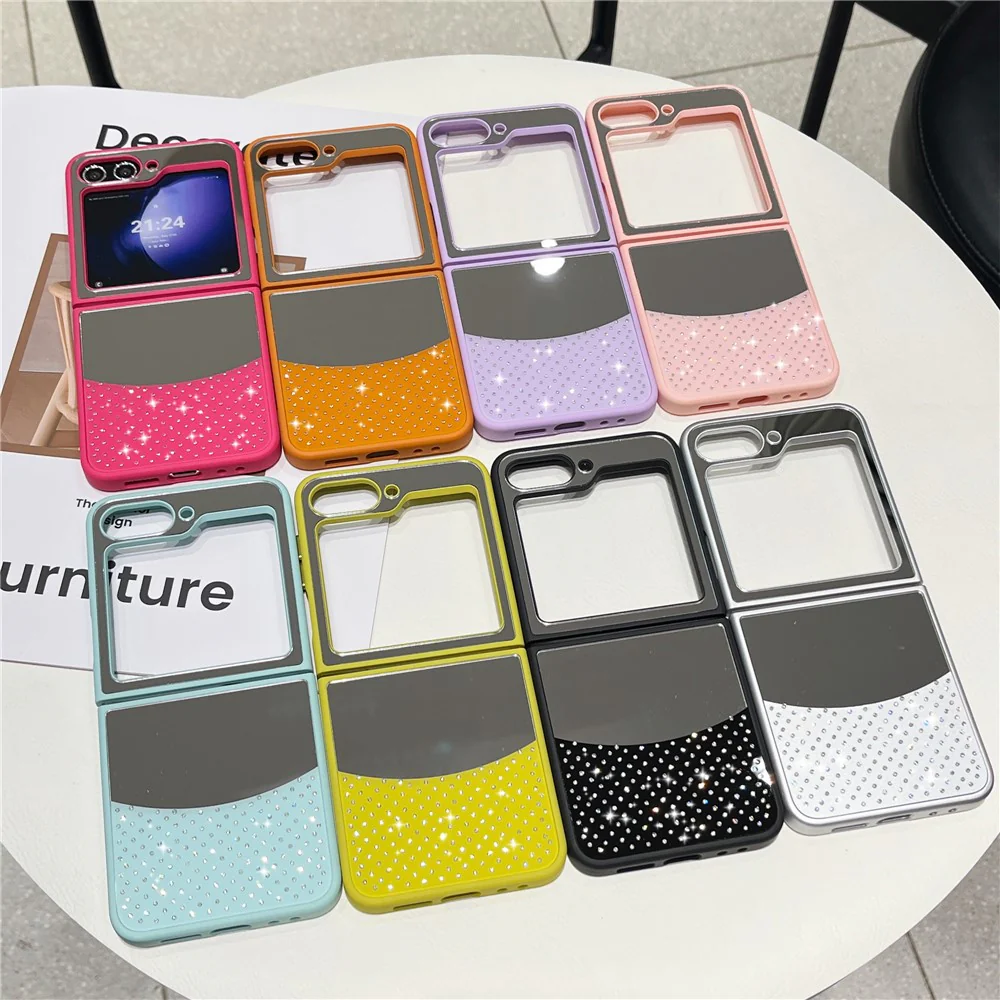For Samsung Galaxy Z Flip7 FE 5G / Z Flip6 5G Case Mirror Surface TPU + PC Shockproof Phone with Metal Lens Frame - Orange - Image 4