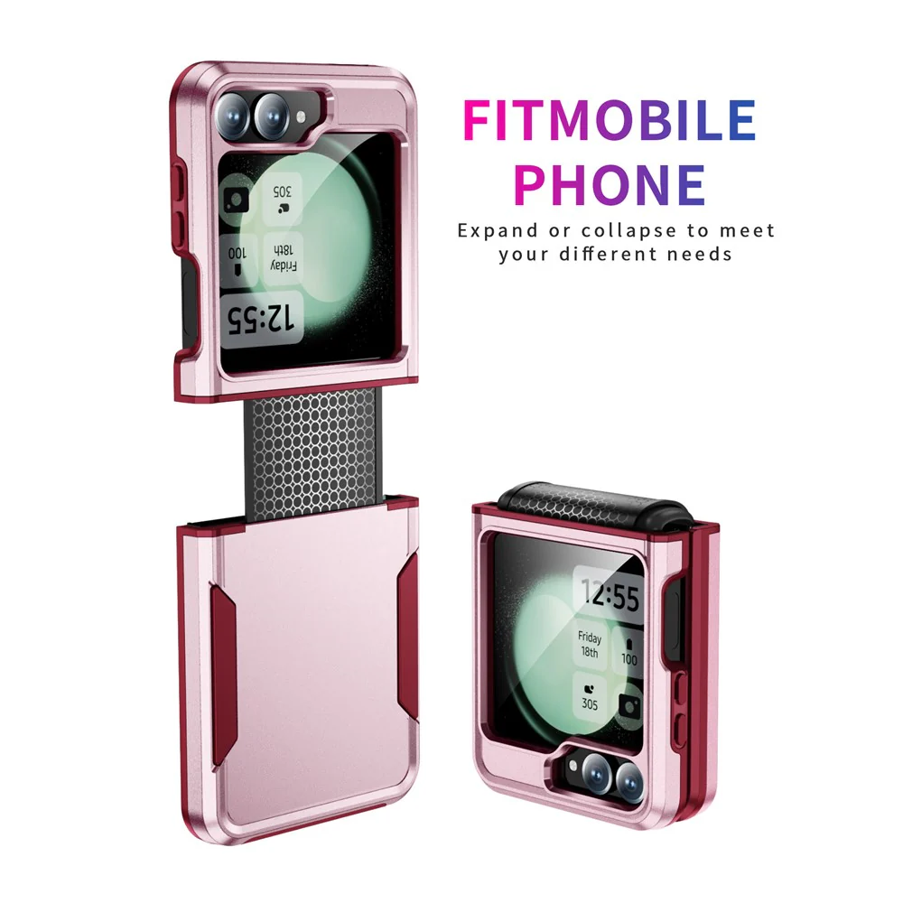 For Samsung Galaxy Z Flip7 FE 5G / Z Flip6 5G Case PC+TPU Military Grade Drop Protective Phone Cover - Pink+Rose - Image 2
