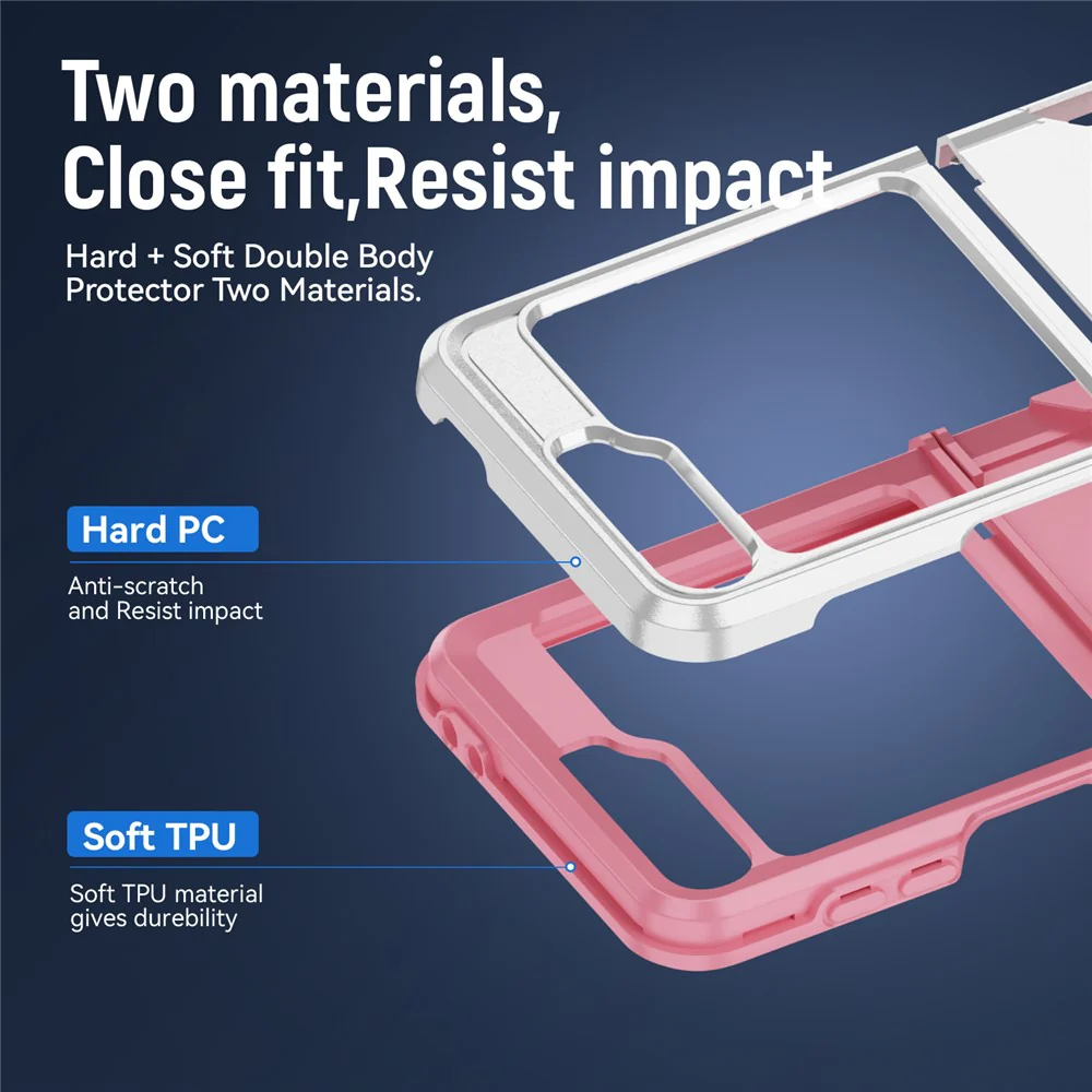 For Samsung Galaxy Z Flip7 FE 5G / Z Flip6 5G Case PC+TPU Military Grade Drop Protective Phone Cover - White+Pink - Image 7