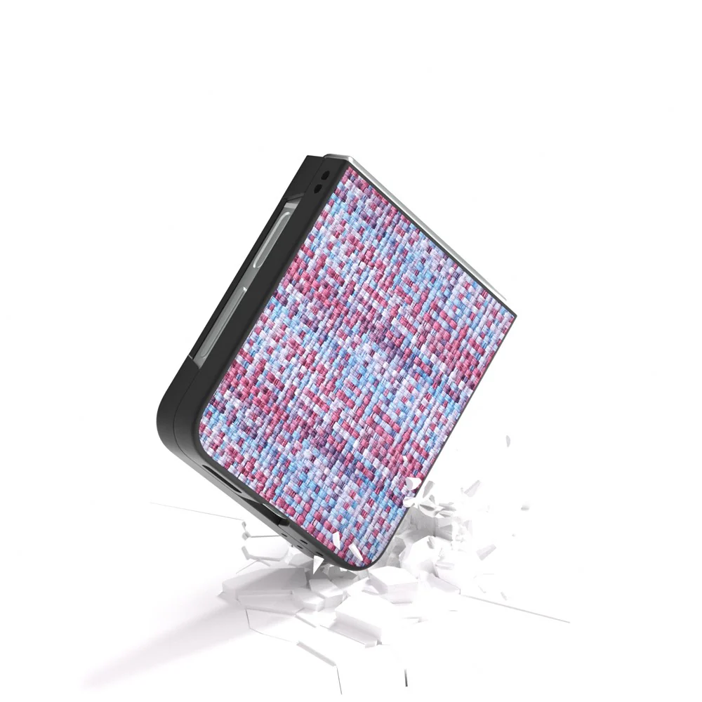 For Samsung Galaxy Z Flip7 FE 5G / Z Flip6 5G Case Plaid Texture Leather+PC Folding Phone Cover - Purple - Image 3