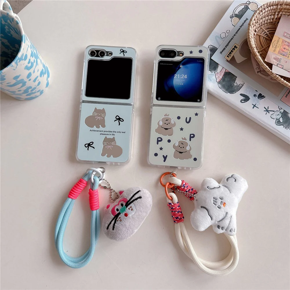 For Samsung Galaxy Z Flip7 FE 5G / Z Flip6 5G Case Protective Hard PC Phone Cover with Wrist Strap - Cat - Image 6