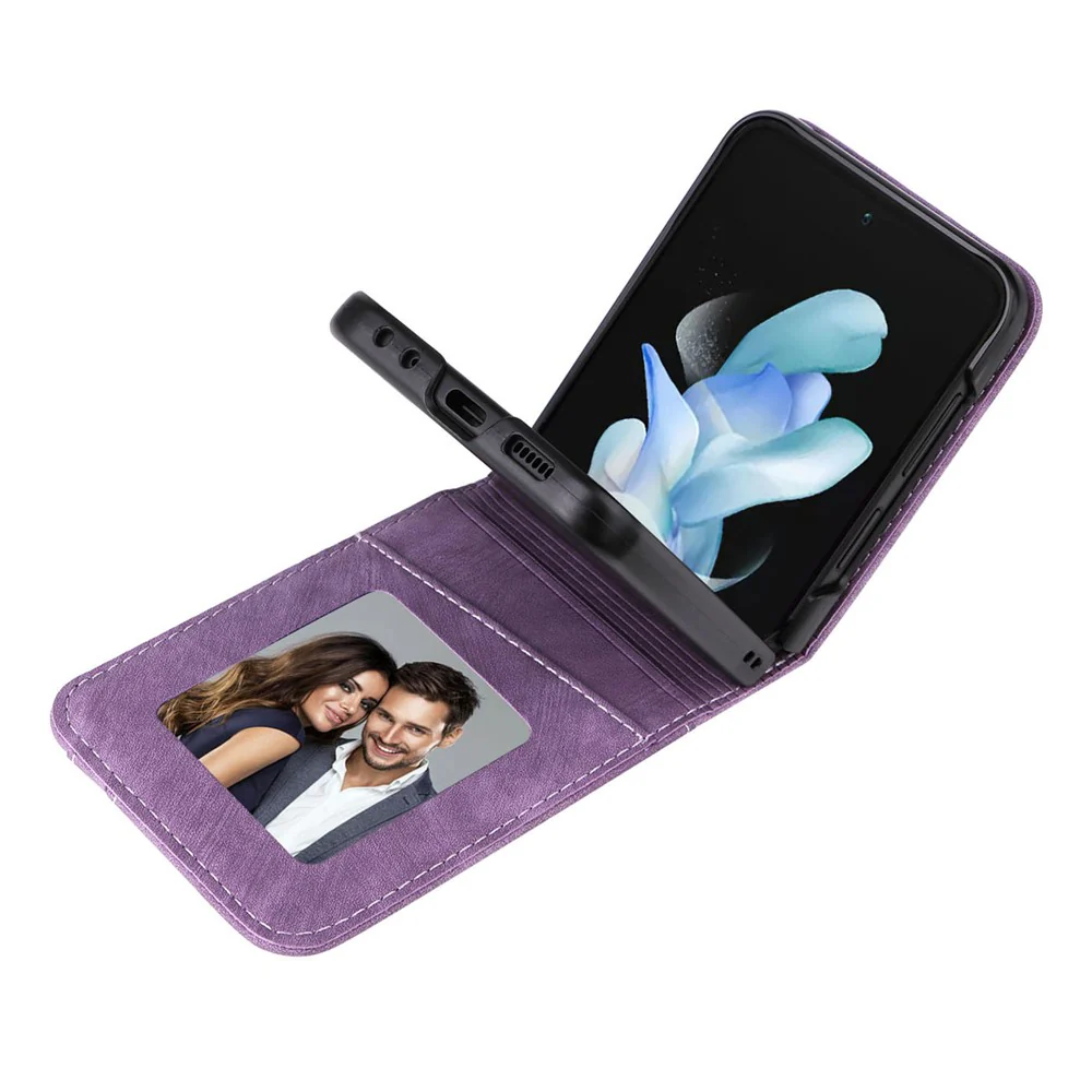 For Samsung Galaxy Z Flip7 FE 5G / Z Flip6 5G Case PU Leather Card Slots Phone Cover Two-piece Design - Purple - Image 2