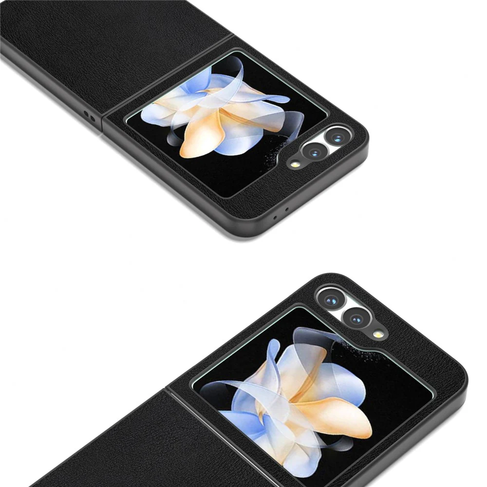 For Samsung Galaxy Z Flip7 FE 5G / Z Flip6 5G Case PU Leather Coated Hard PC Folding Phone Cover - Black - Image 4