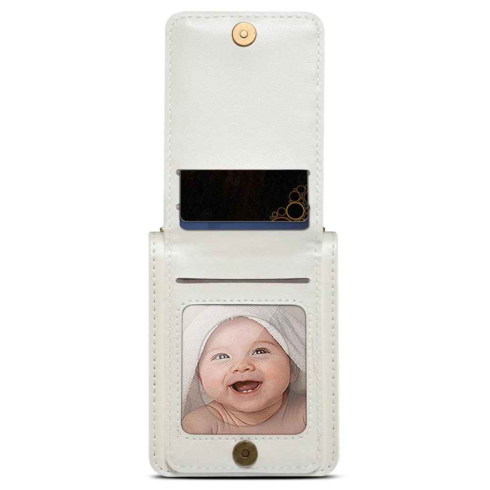 For Samsung Galaxy Z Flip7 FE 5G / Z Flip6 5G Case PU Leather+PC Crossbody Phone Cover with Card Holder - White - Image 6