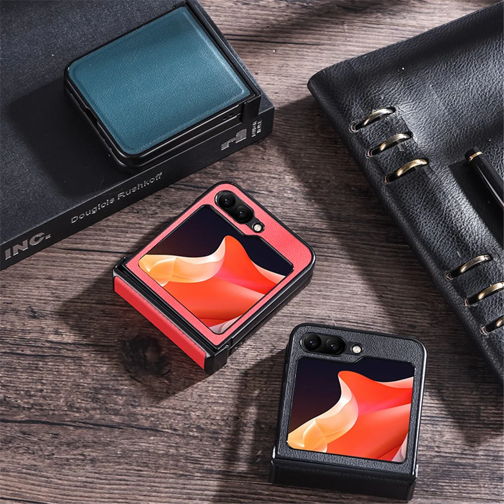 For Samsung Galaxy Z Flip7 FE 5G / Z Flip6 5G Case PU Leather+PC Hinge Protection Phone Cover - Black - Image 4