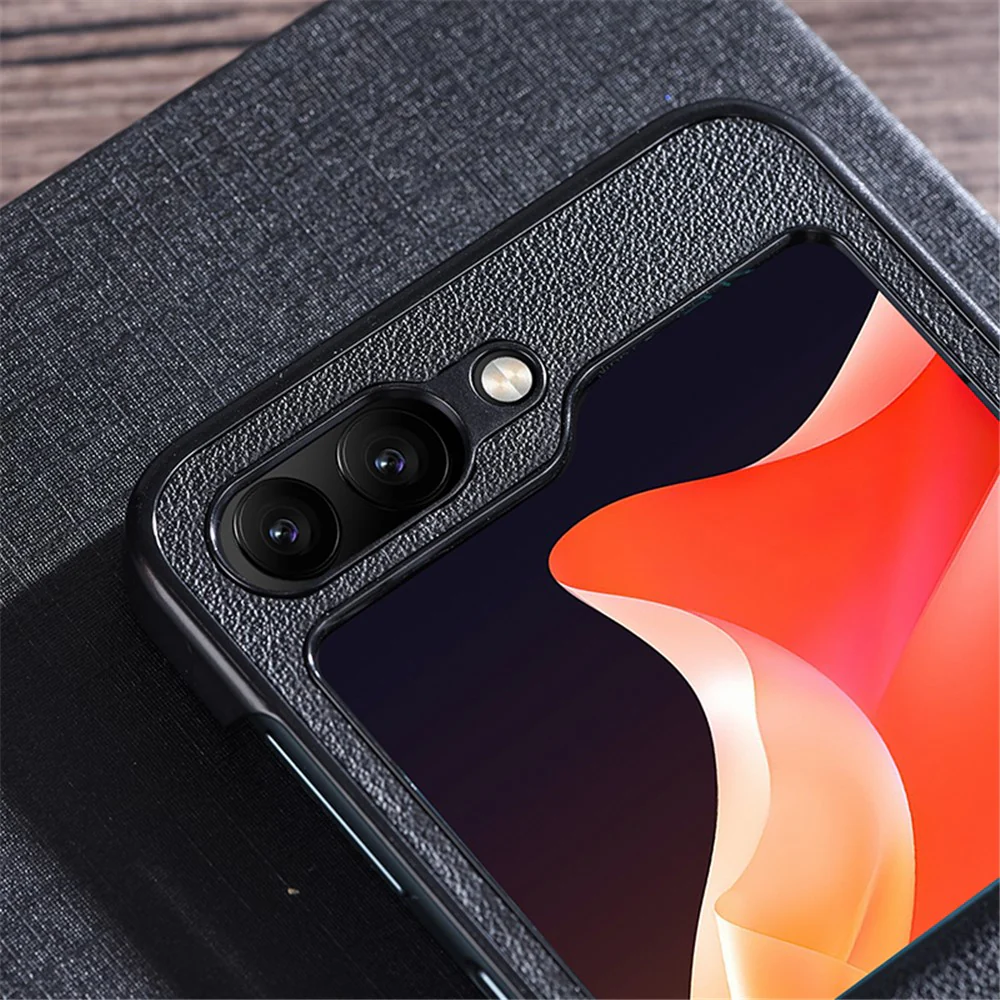 For Samsung Galaxy Z Flip7 FE 5G / Z Flip6 5G Case PU Leather+PC Hinge Protection Phone Cover - Black - Image 5