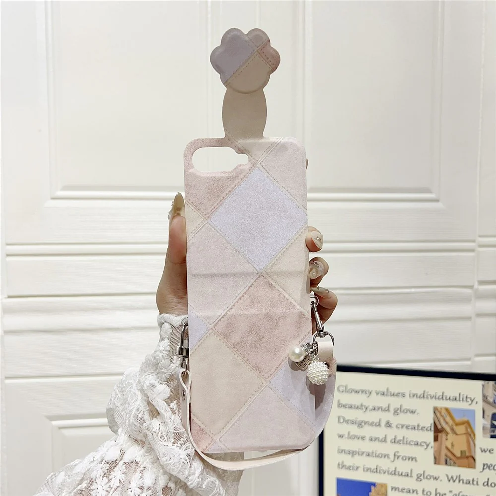 For Samsung Galaxy Z Flip7 FE 5G / Z Flip6 5G Case Retro Rhombus Cat Claw Clasp PU + PC Phone Cover with Strap - Beige - Image 2