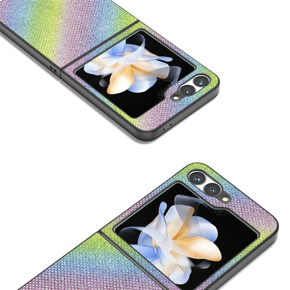 For Samsung Galaxy Z Flip7 FE 5G / Z Flip6 5G Case Rhinestone Texture PU+PC Phone Cover - Multi-Color - Image 2
