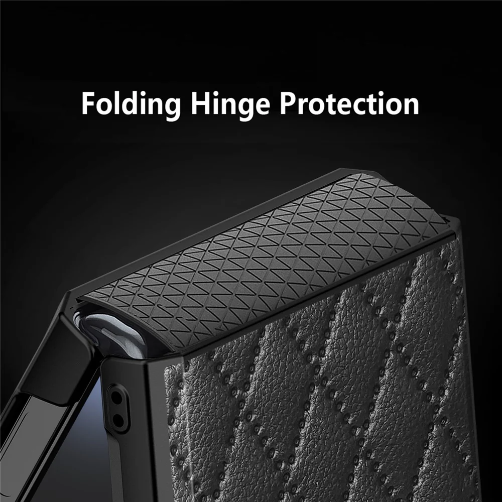 For Samsung Galaxy Z Flip7 FE 5G / Z Flip6 5G Case Rhombus Imprint PU+Hard PC Phone Cover with Screen / Lens Film - Purple - Image 4