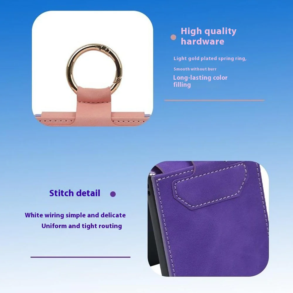 For Samsung Galaxy Z Flip7 FE 5G / Z Flip6 5G Case Ring Holder Kickstand Leather + PC Phone Cover - Black - Image 4