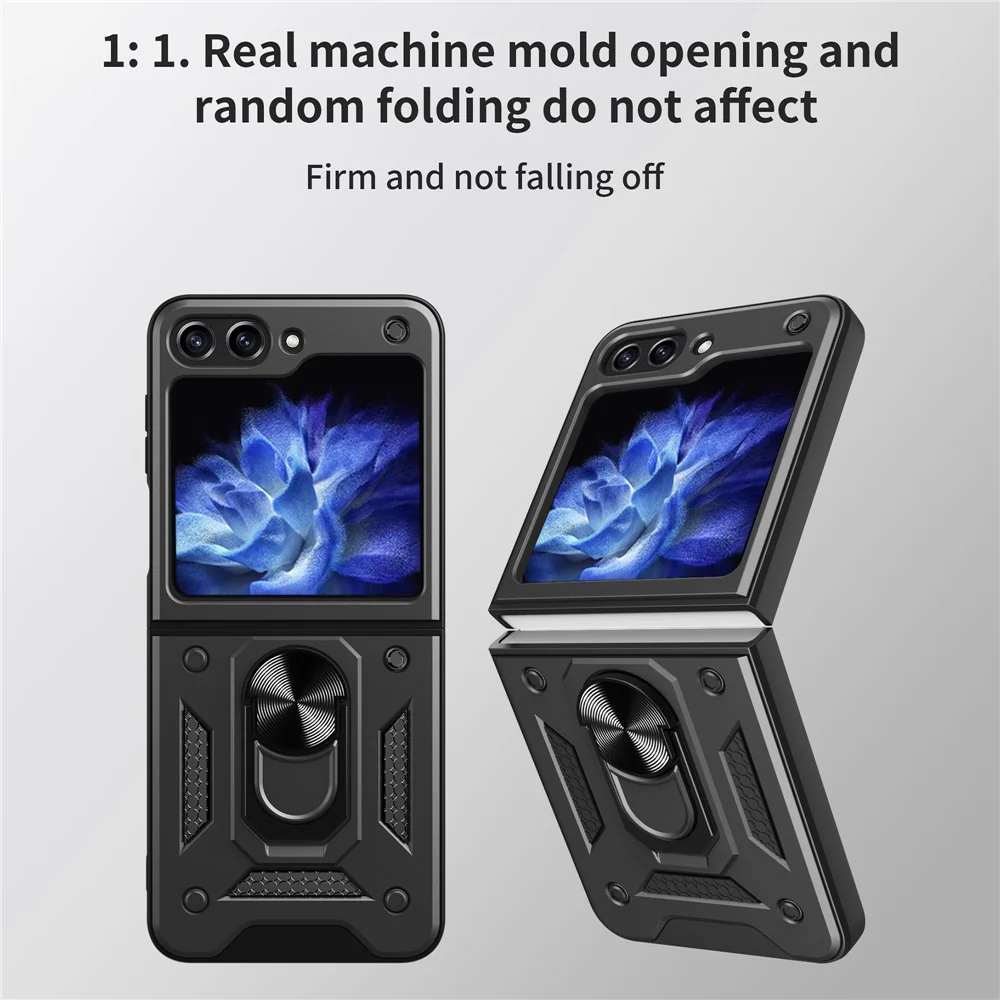 For Samsung Galaxy Z Flip7 FE 5G / Z Flip6 5G Case Ring Holder PC+TPU Phone Cover - Green - Image 4