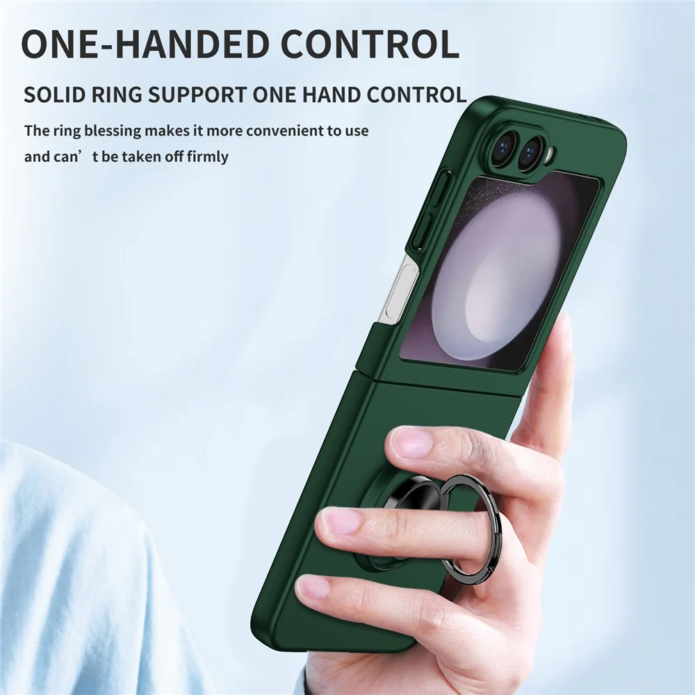 For Samsung Galaxy Z Flip7 FE 5G / Z Flip6 5G Case Rotatable Ring Kickstand Hard PC Phone Cover - Blackish Green - Image 8