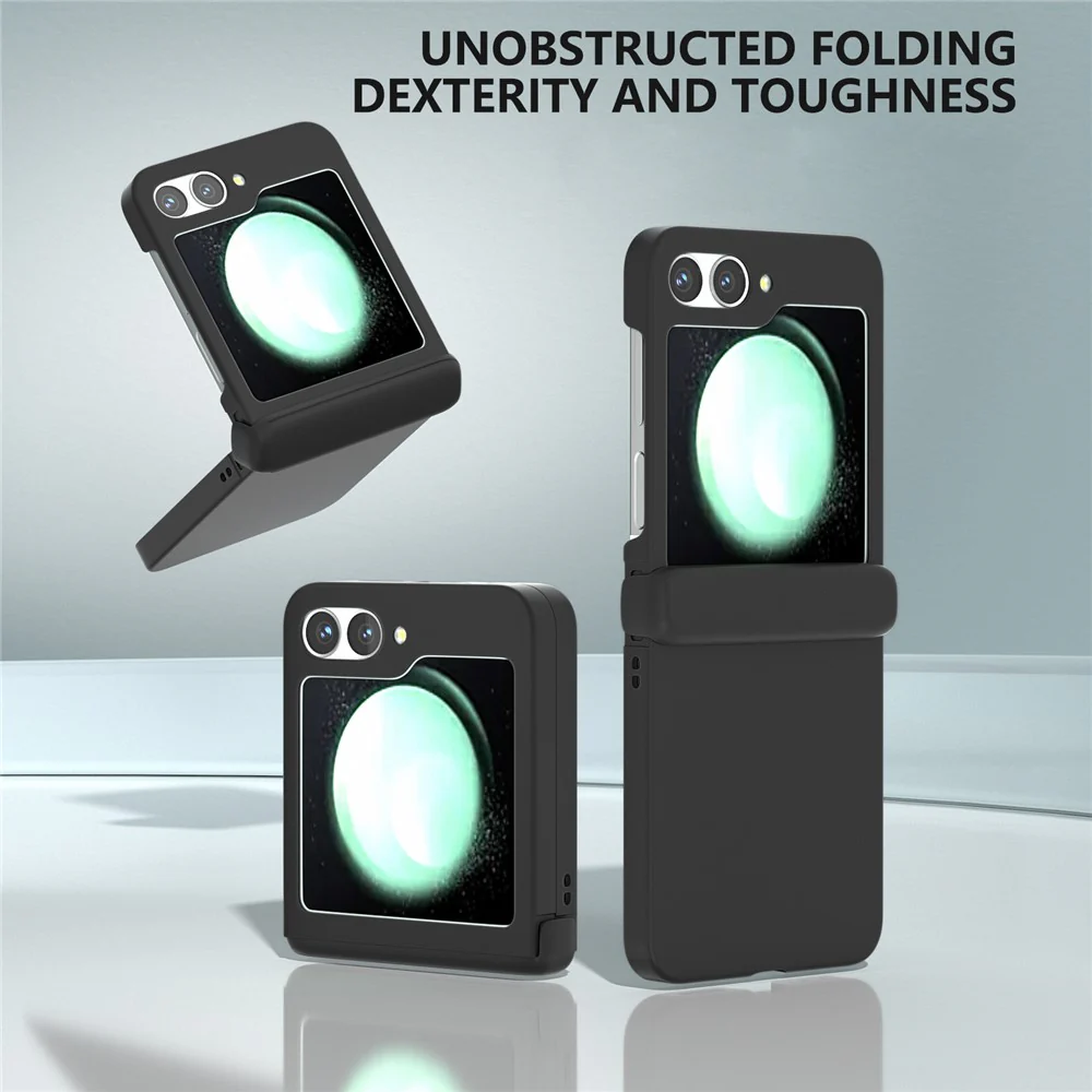 For Samsung Galaxy Z Flip7 FE 5G / Z Flip6 5G Case Skin-touch PC Phone Cover with Hinge Protection - Black - Image 2
