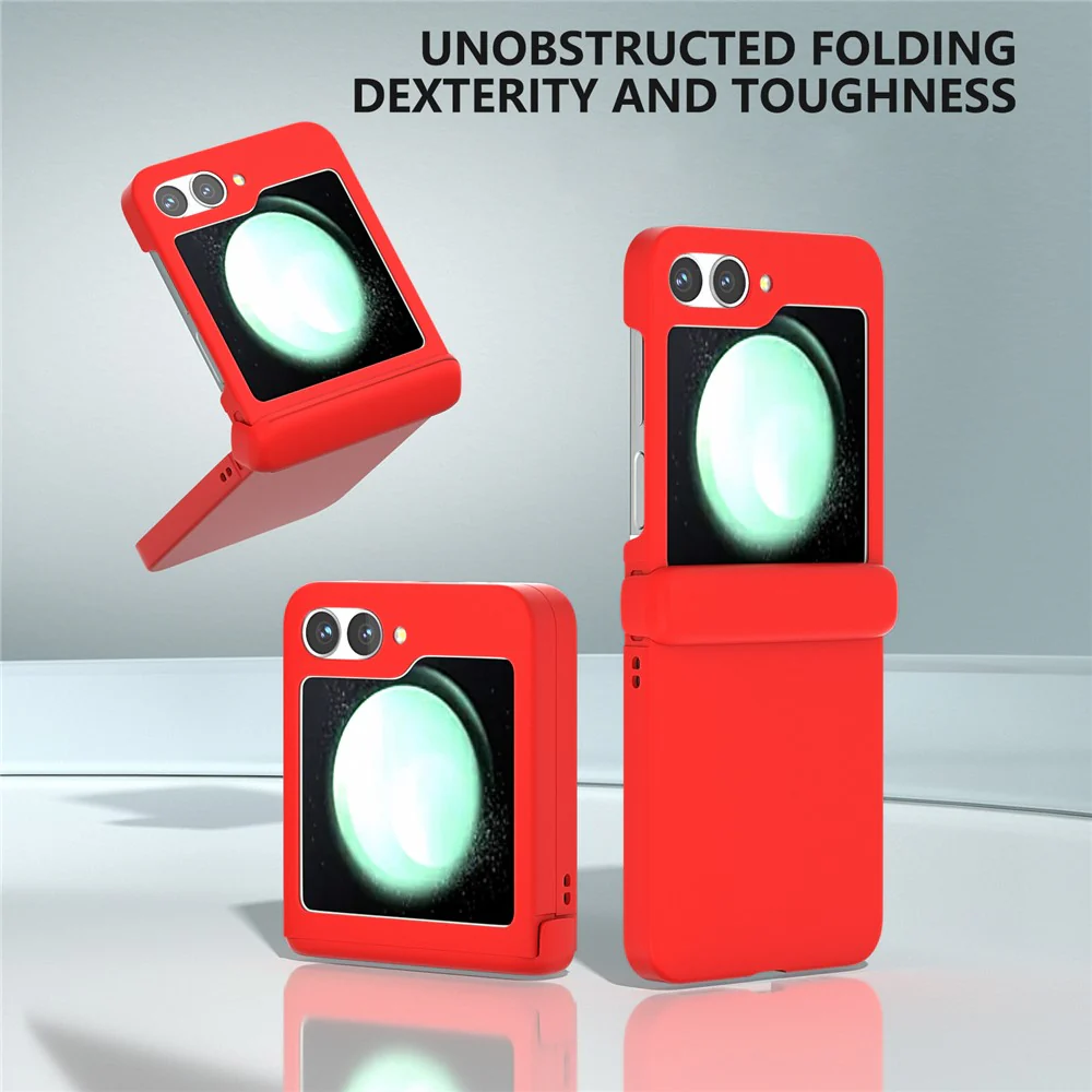For Samsung Galaxy Z Flip7 FE 5G / Z Flip6 5G Case Skin-touch PC Phone Cover with Hinge Protection - Red - Image 2