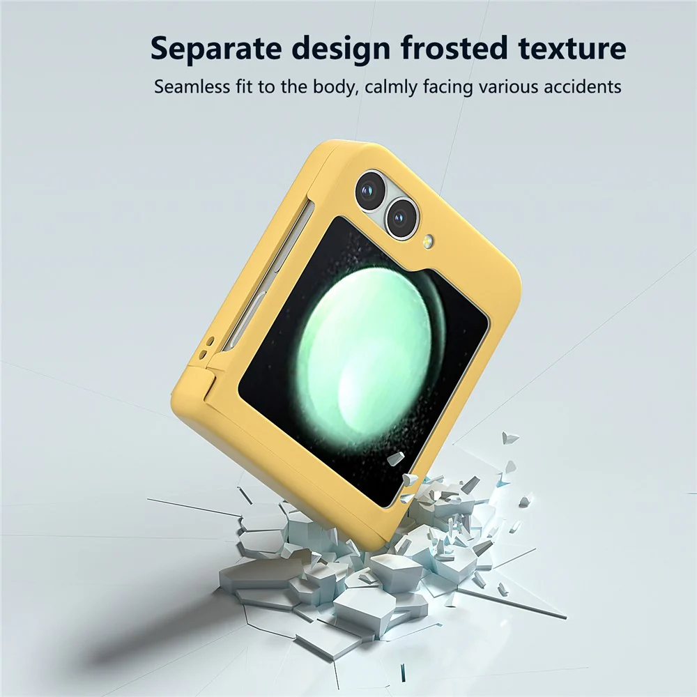For Samsung Galaxy Z Flip7 FE 5G / Z Flip6 5G Case Skin-touch PC Phone Cover with Hinge Protection - Yellow - Image 5