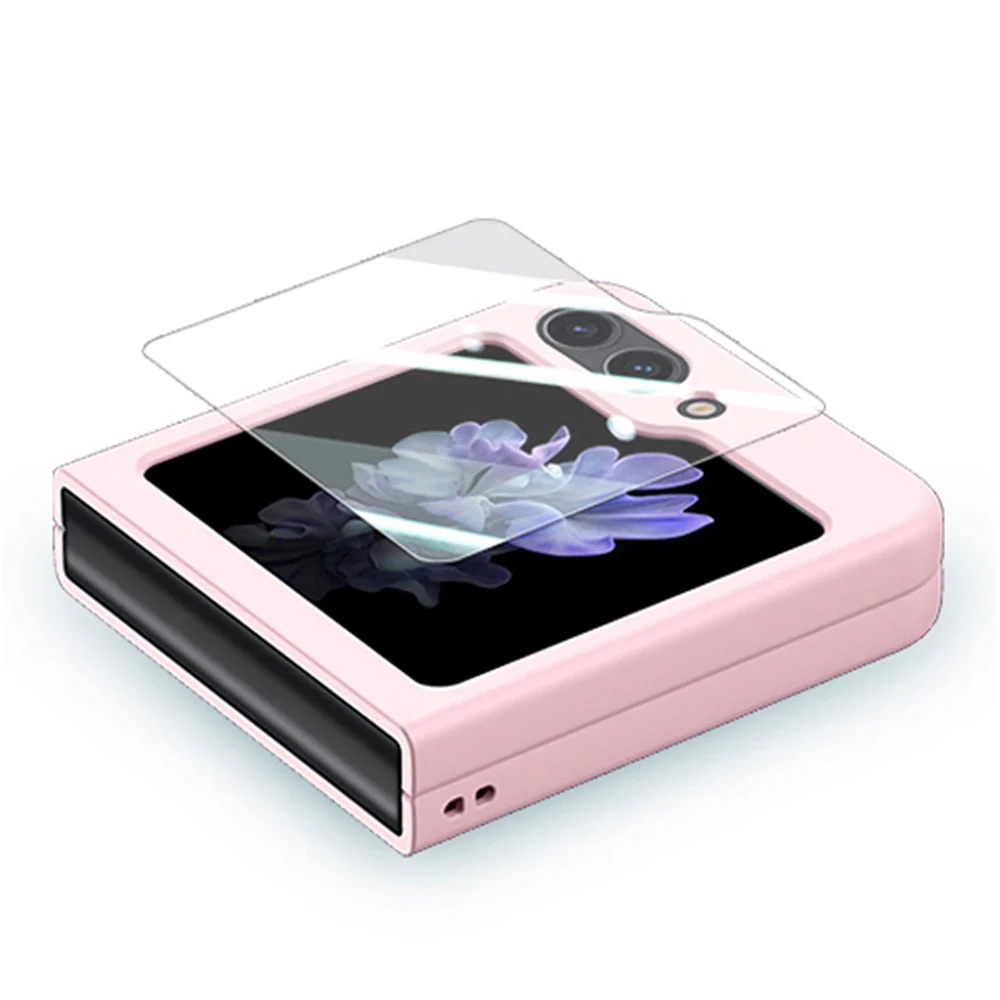 For Samsung Galaxy Z Flip7 FE 5G / Z Flip6 5G Case Skin-touch PC Phone Cover with Rear Screen Protector - Pink - Image 3