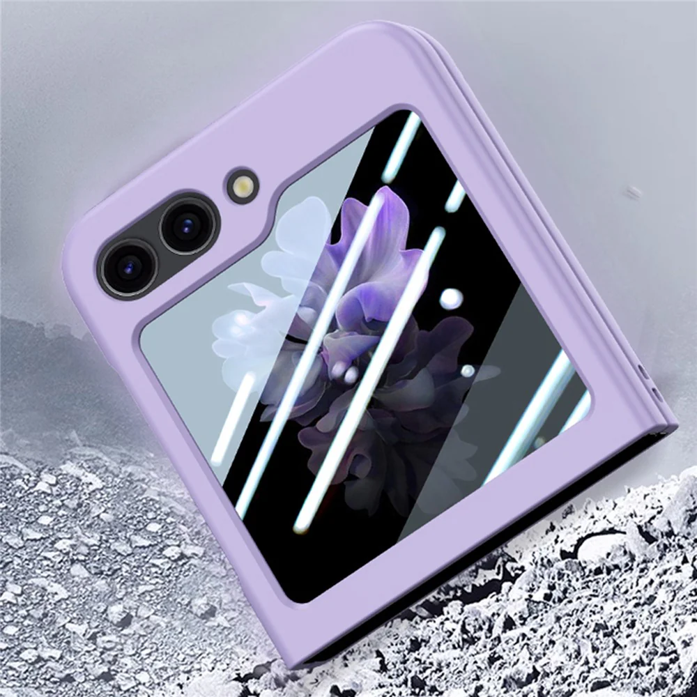 For Samsung Galaxy Z Flip7 FE 5G / Z Flip6 5G Case Skin-touch PC Phone Cover with Rear Screen Protector - Yellow - Image 5
