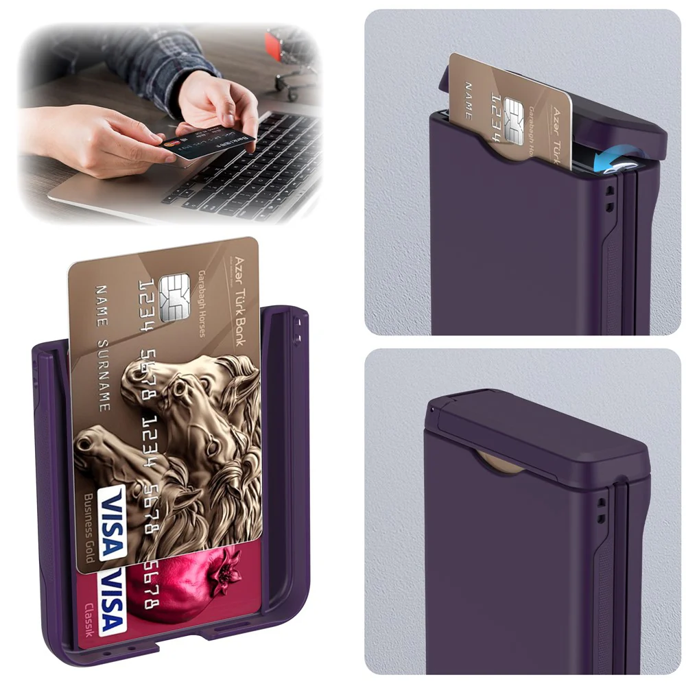 For Samsung Galaxy Z Flip7 FE 5G / Z Flip6 5G Case Spring Hinge Kickstand PC Folding Phone Cover with Card Slot - Dark Purple - Image 4