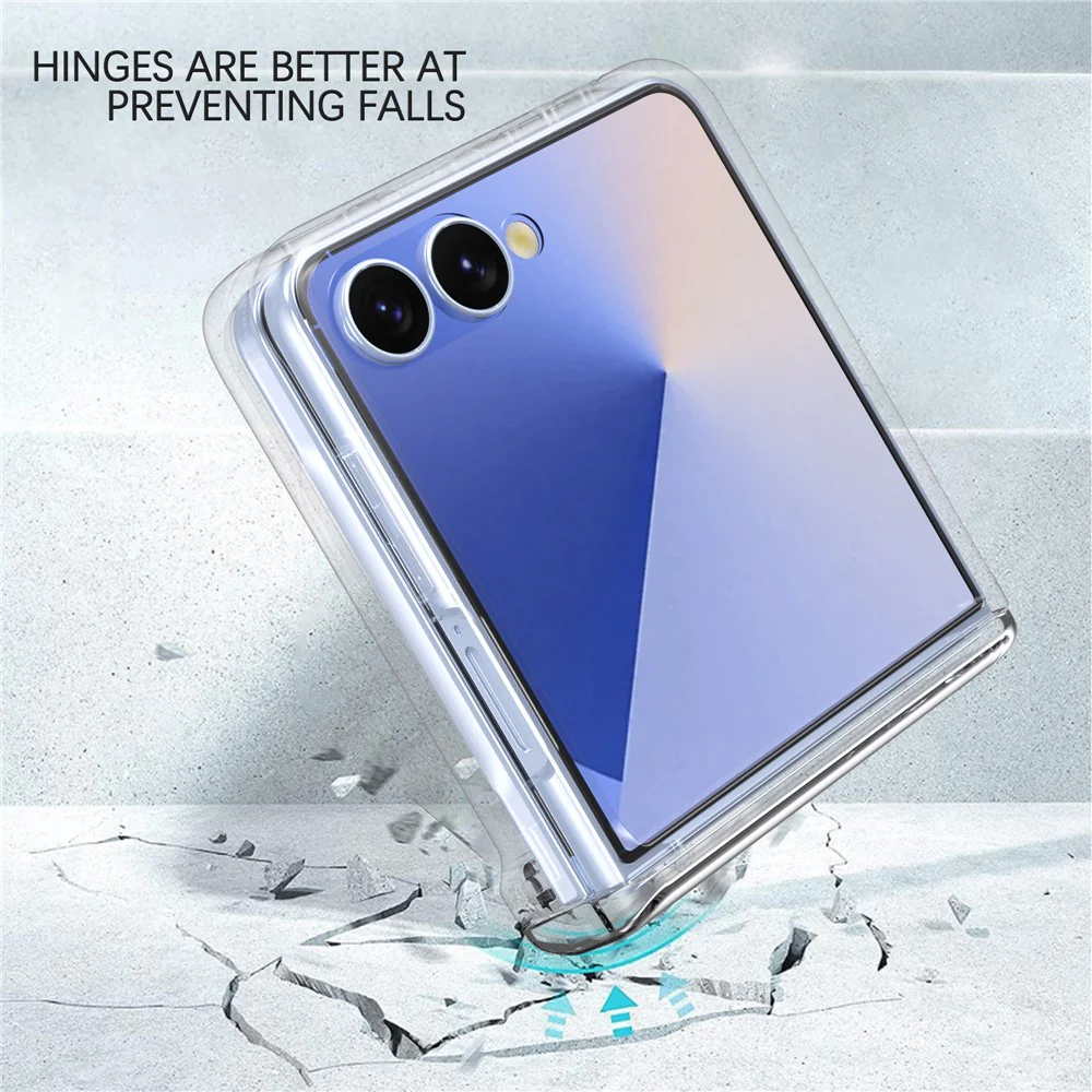 For Samsung Galaxy Z Flip7 FE 5G / Z Flip6 5G Case Spring Hinge PC Folding Phone Cover with Card Slot - Transparent - Image 2