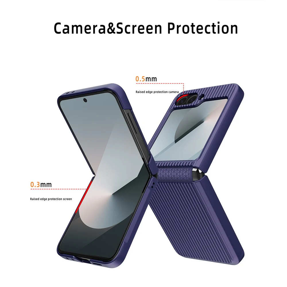 For Samsung Galaxy Z Flip7 FE 5G / Z Flip6 5G Case Stripes Style Hard PC Phone Cover with Screen / Lens Film - Black - Image 5