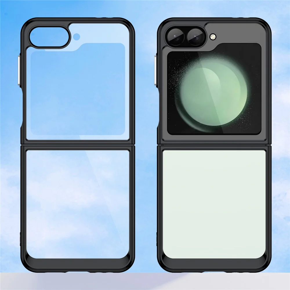 For Samsung Galaxy Z Flip7 FE 5G / Z Flip6 5G Case TPU+Acrylic Shockproof Phone Cover - Black - Image 2