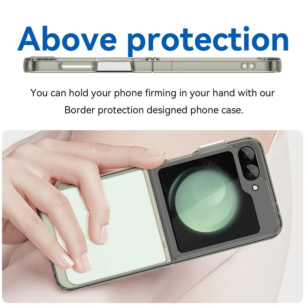 For Samsung Galaxy Z Flip7 FE 5G / Z Flip6 5G Case TPU+Acrylic Shockproof Phone Cover - Transparent Grey - Image 4