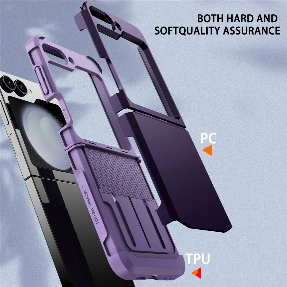 For Samsung Galaxy Z Flip7 FE 5G / Z Flip6 5G Case TPU+PC Phone Cover with Hinge Protection - Dark Purple - Image 5
