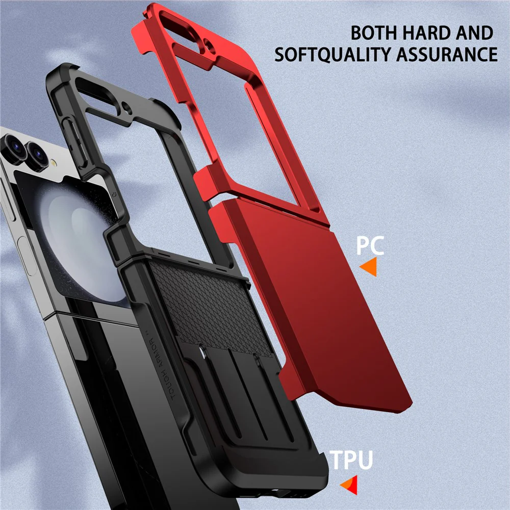 For Samsung Galaxy Z Flip7 FE 5G / Z Flip6 5G Case TPU+PC Phone Cover with Hinge Protection - Red - Image 5