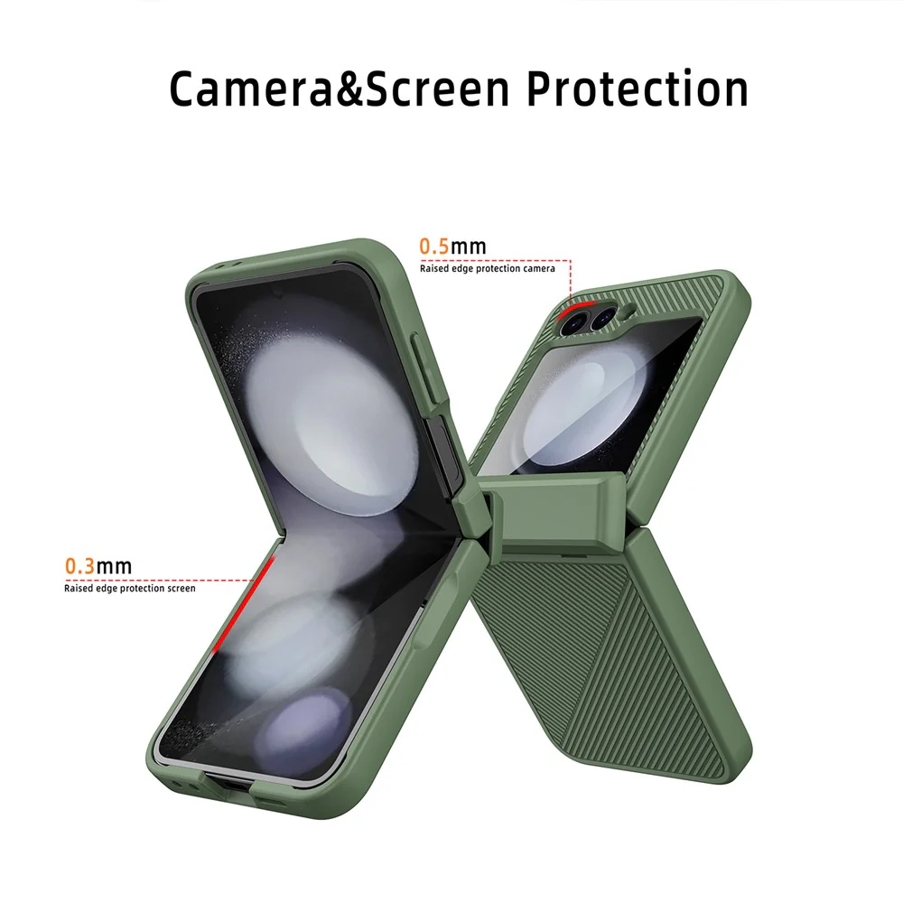 For Samsung Galaxy Z Flip7 FE 5G / Z Flip6 5G Case Twill Texture Magnetic Spring Hinge Kickstand PC Phone Cover with Screen / Lens Film - Black - Image 7